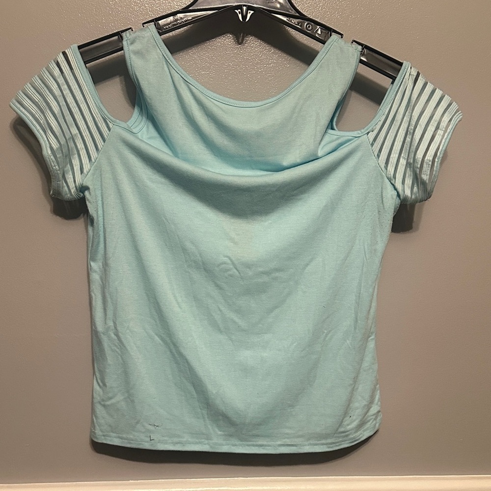 SHEIN Sky Blue Crop Top with Zipper Detail - Picture 4 of 7